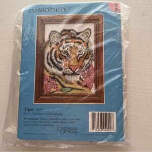 Vintage new Candamar Designs TIGER embroidery stitch kit